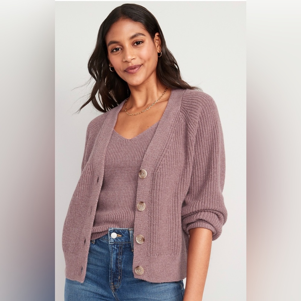 Shaker-Stitch Cardigan Sweater for Women
